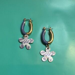 Flower Charm Hoop Earrings